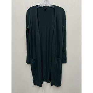 Halogen Cashmere Blend Long Cardigan Sweater size extra small XS Green